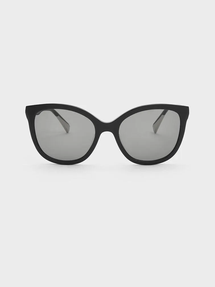 Recycled Acetate Oval Sunglasses - Black