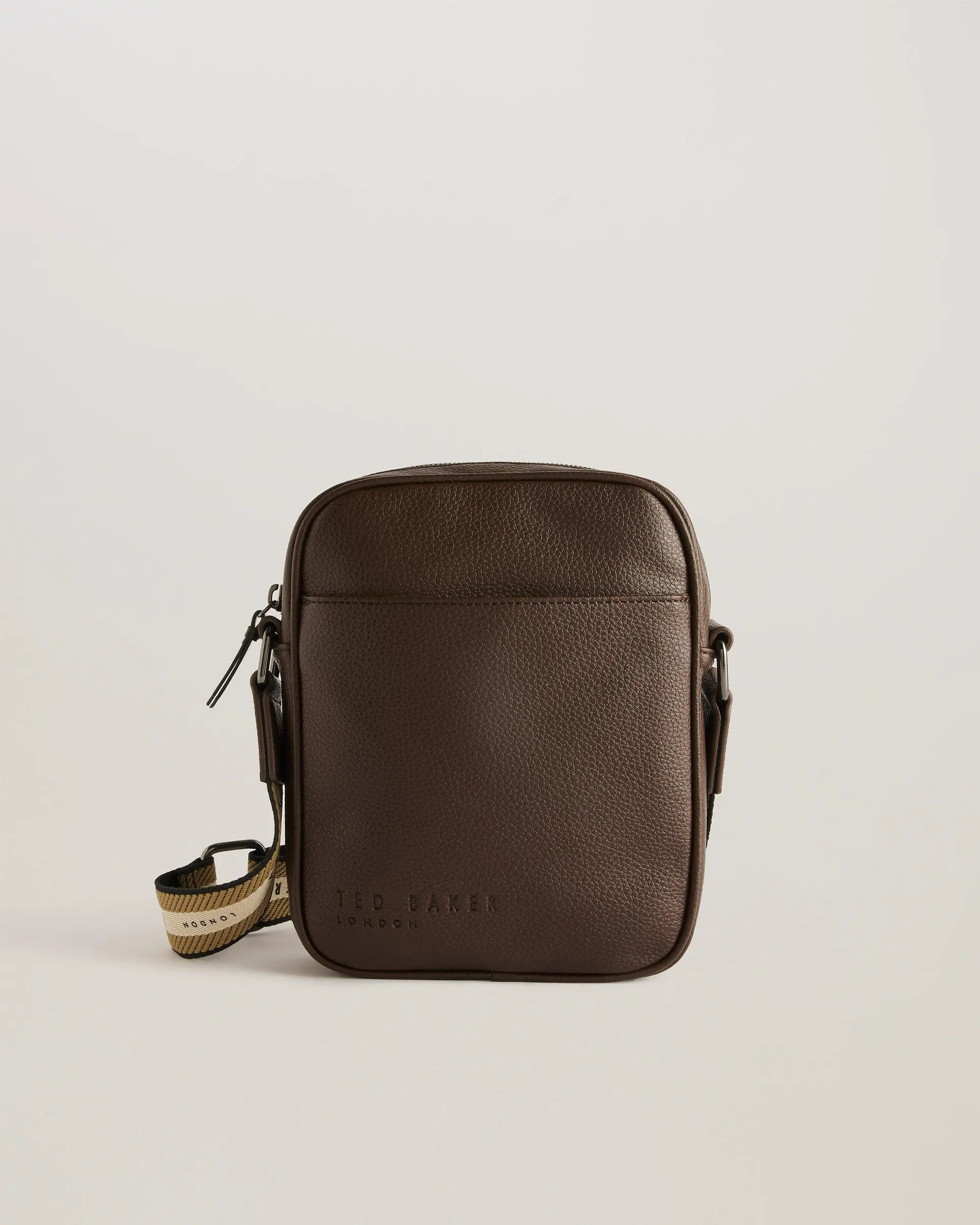 Kiian Faux Leather Webbing Crossbody Bag Brn-Choc