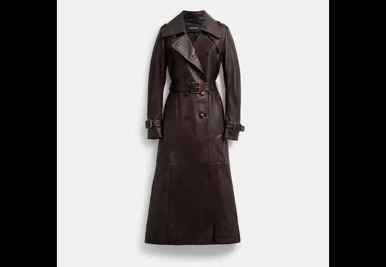 Double Breasted Leather Trench