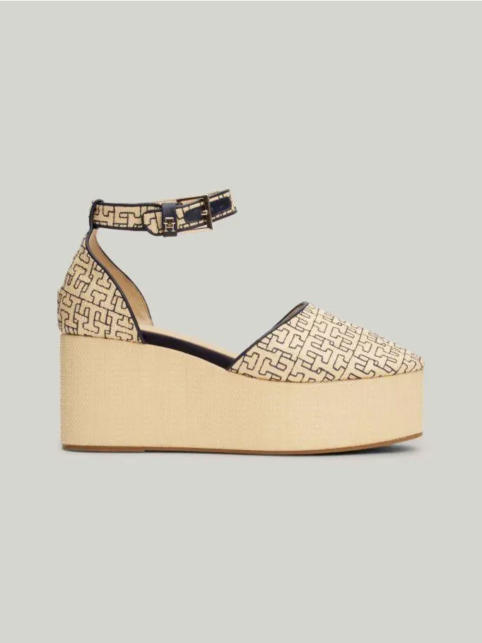TH Monogram Wedge Platform Sandals
