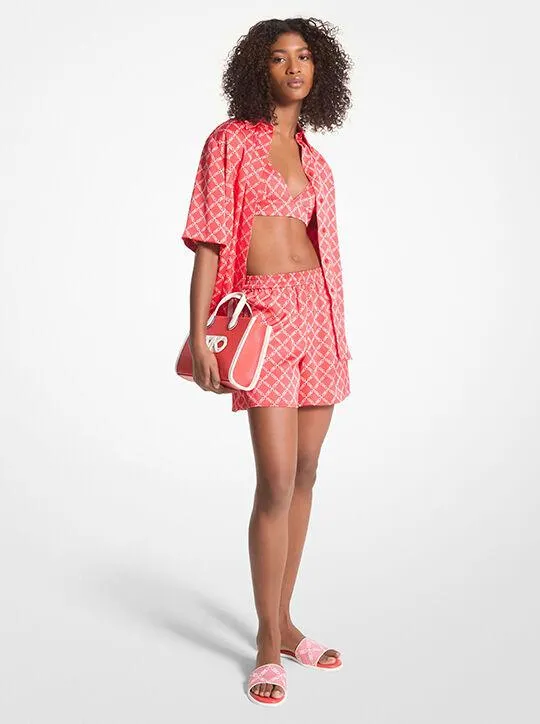 Empire Logo Print Satin Shorts