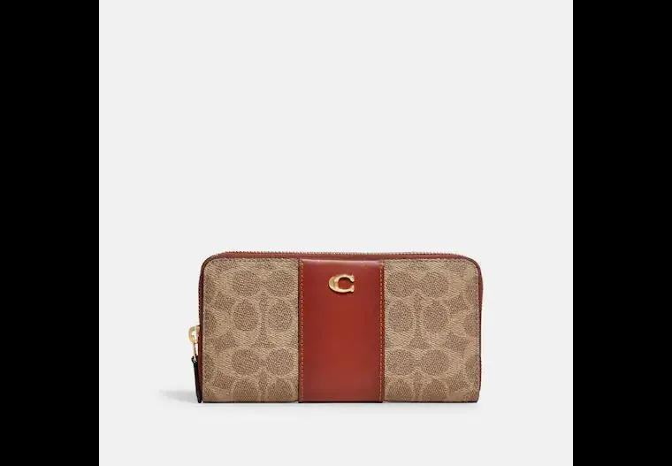 Accordion Zip Wallet In Colorblock Signature Canvas