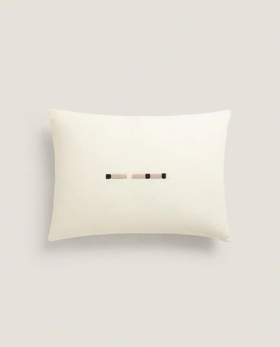 EMBROIDERED LINEN CUSHION COVER