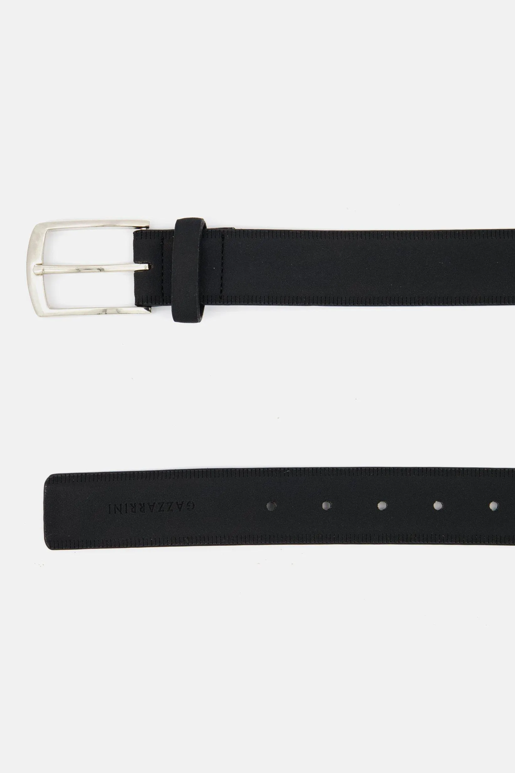 Men Leather Buckle Belt, Black