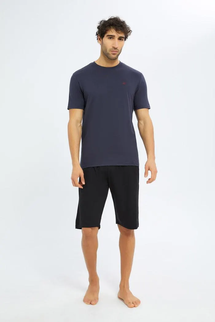 Men Charcoal And Black Pyjama Set (2 Piece)