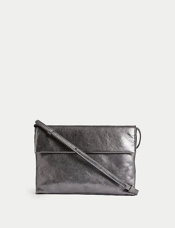 Leather Metallic Cross Body Bag