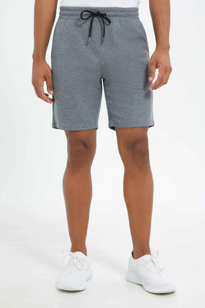 Men Grey Quilted Shorts