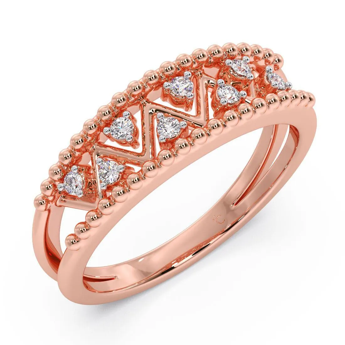 Crinkled Half Diamond Ring