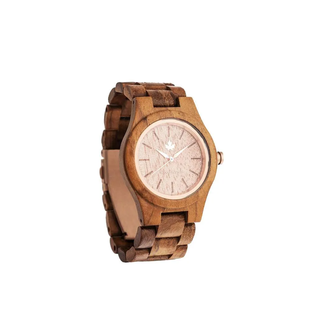 WOODWATCH WOMEN'S CORE TEAK ROSEGOLD QUARTZ WATCH