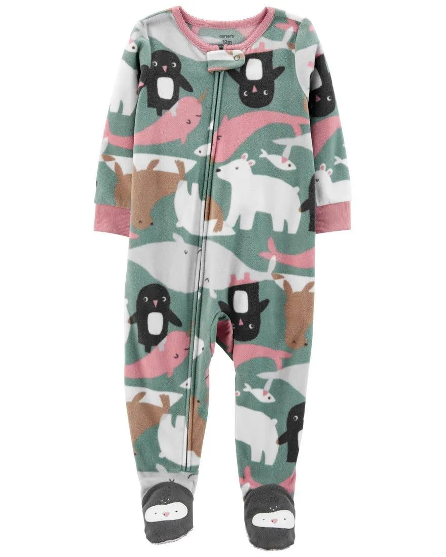 1-Piece Narwhal Fleece Footie PJs