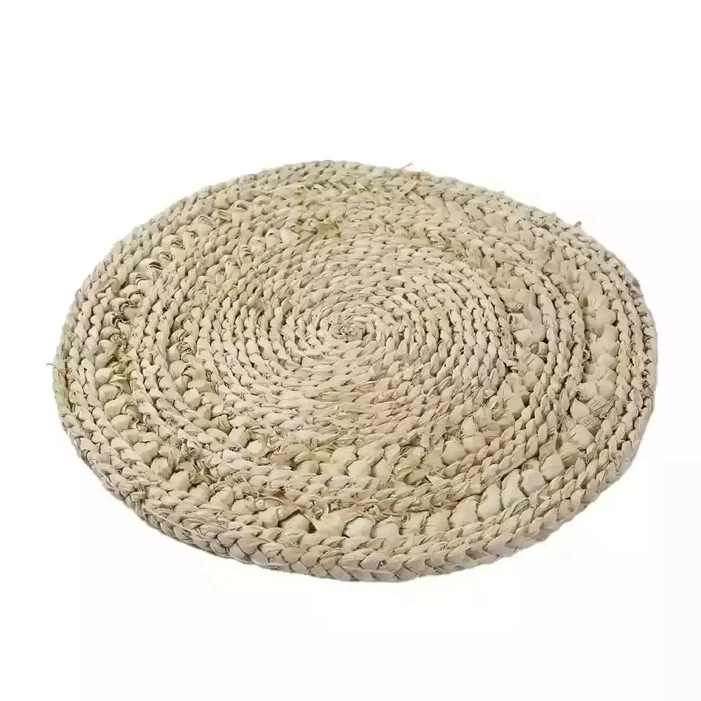 Round Woven Handmade Rattan Placemats Braided Design Table Mats- Brown