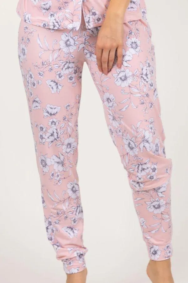 Ladies Peach Floral Pant