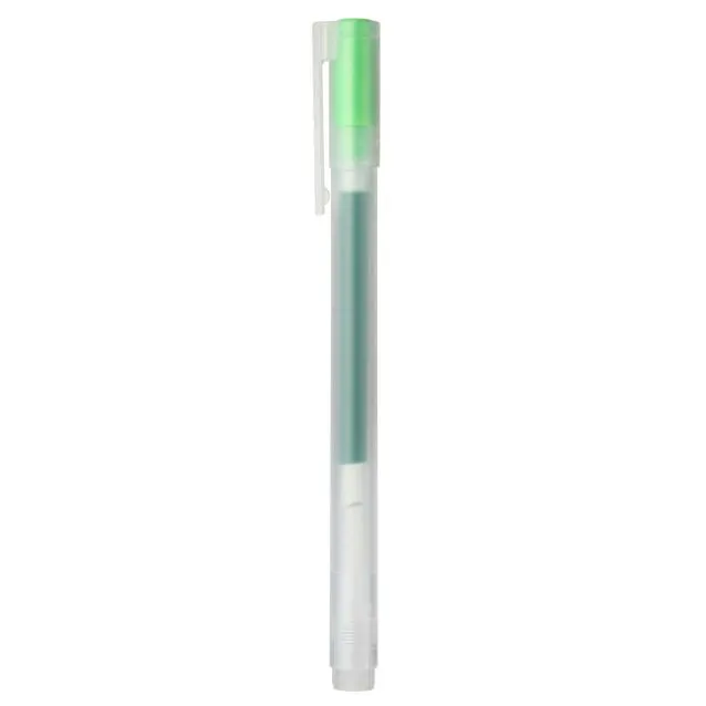 Gel Ink Cap Type Ballpoint Pen, 0.5 mm, Yellowish Green