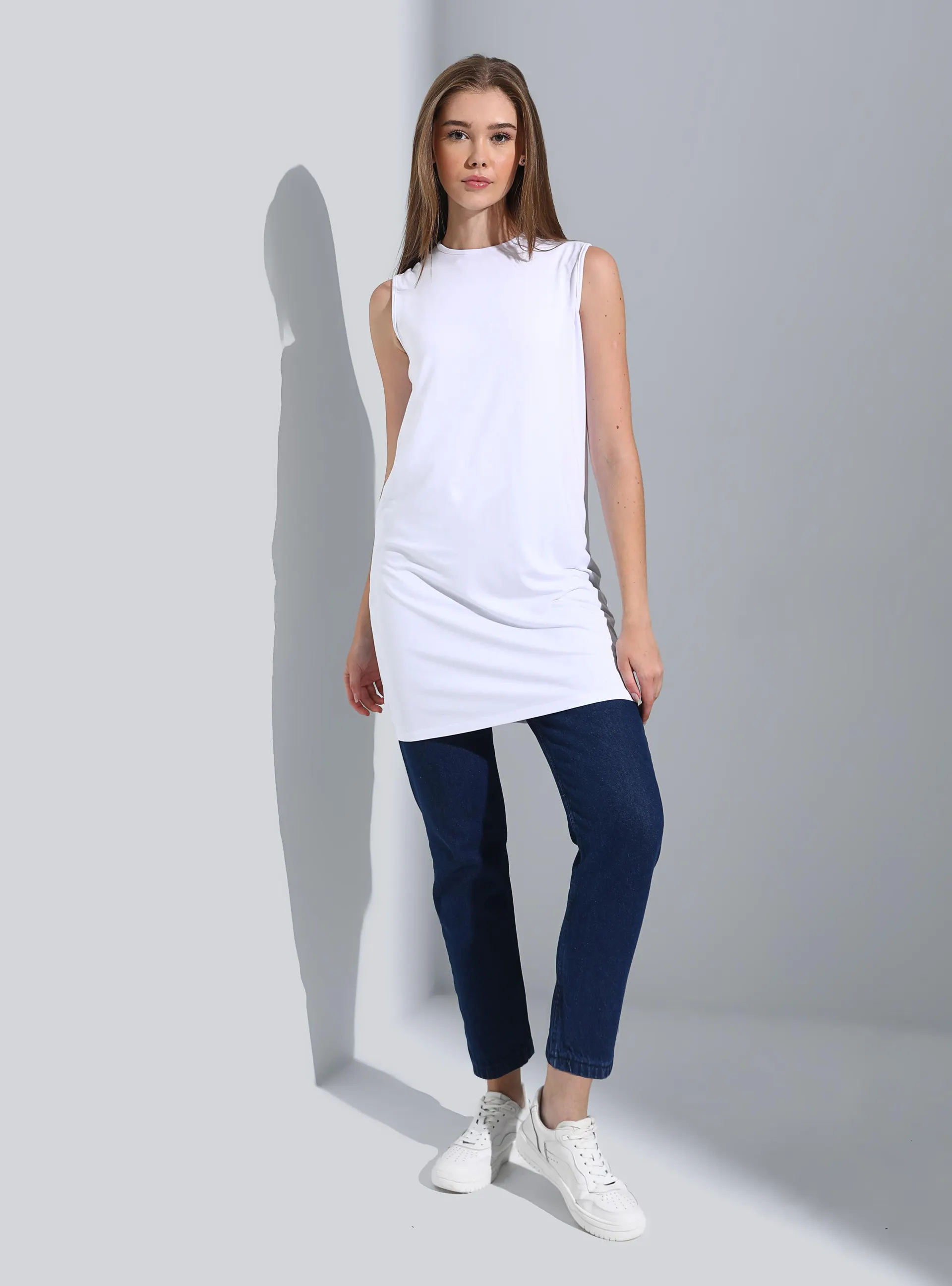 Viscose Sleeveless Tunic White