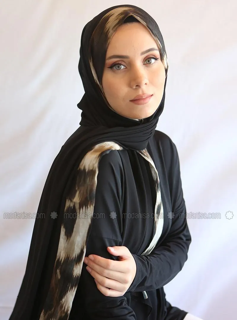 Leopard - Black - Striped - Shawl