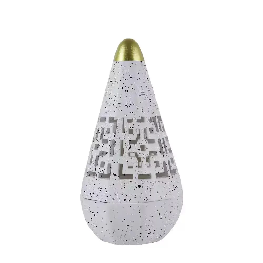 Arabic Ceramic Incense Bakhroor Burner Cone Shape With Steel Plate- White