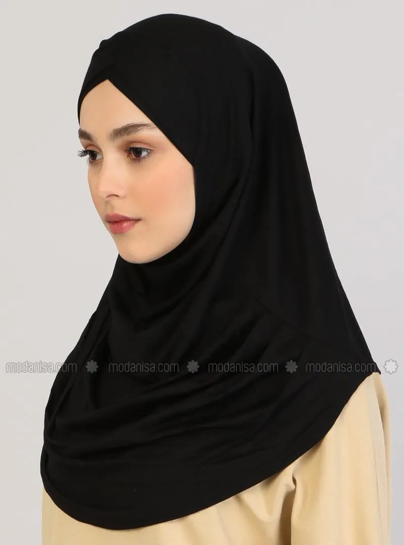 Cross Turban Black Instant Scarf