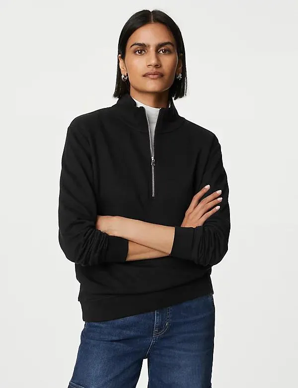 Cotton Rich Half Zip Sweatshirt