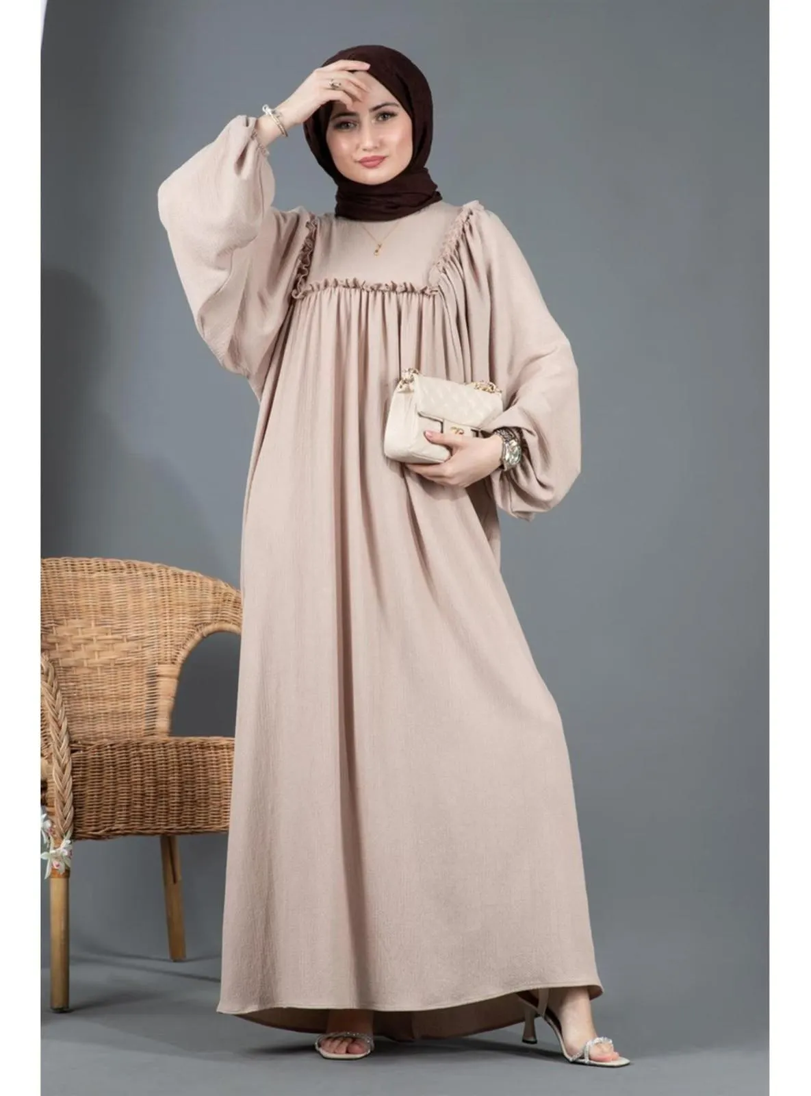 Beige - Modest Dress