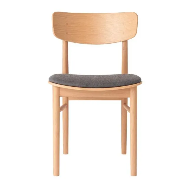 Oak Wooden Round Chair with Cloth Seat, W 45 x D 51 x H 77 cm