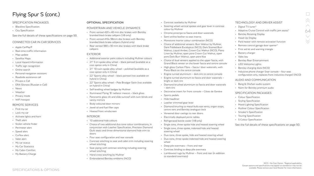 Flying Spur Range from 15 March to 15 September 2024 - Offers page 64