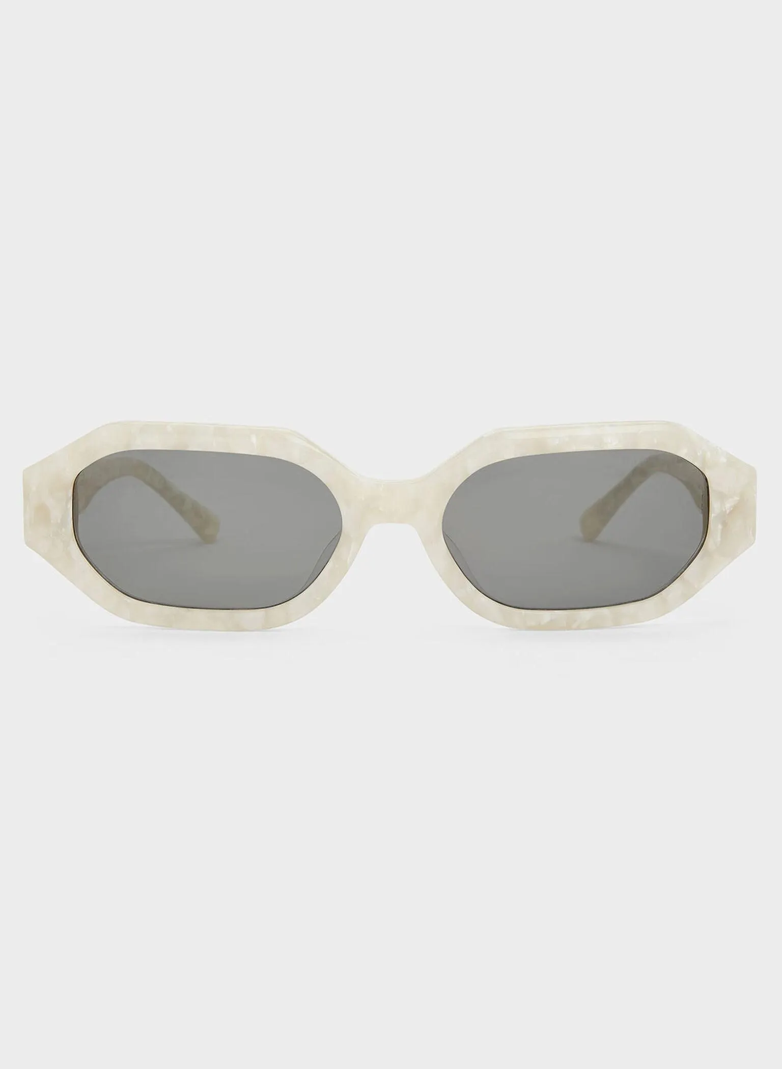Gabine Recycled Acetate Oval Sunglasses - Pearl