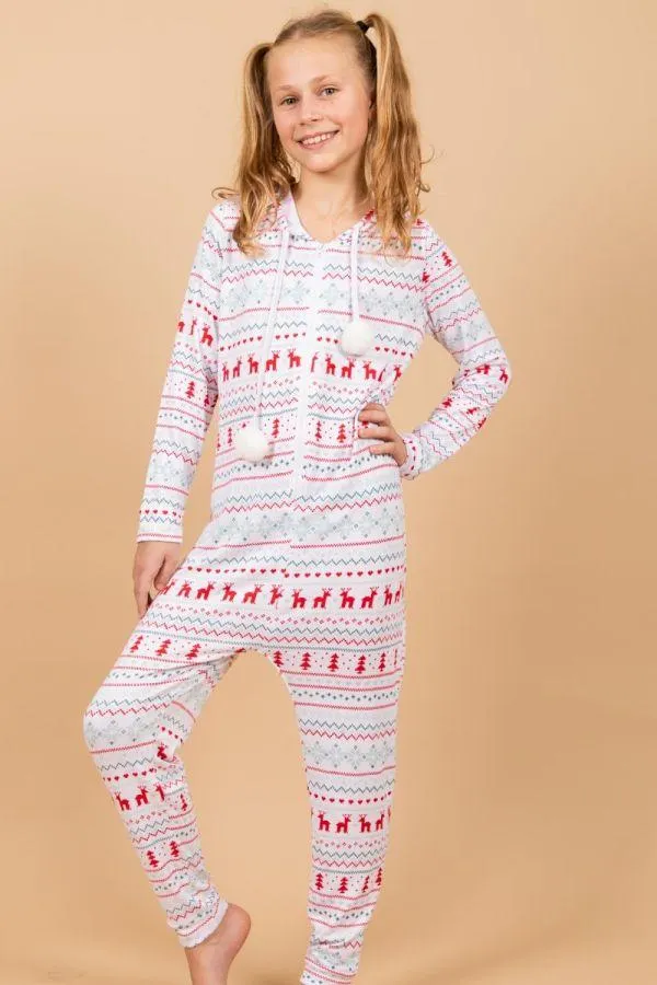 Kids White Red Green Fairisle Onesie