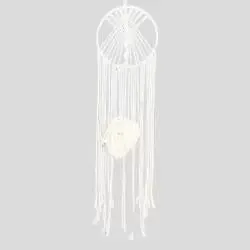 Wall Art Tapestry Hand Woven Cotton Wall Hanging Decor With Braded Design- Cream