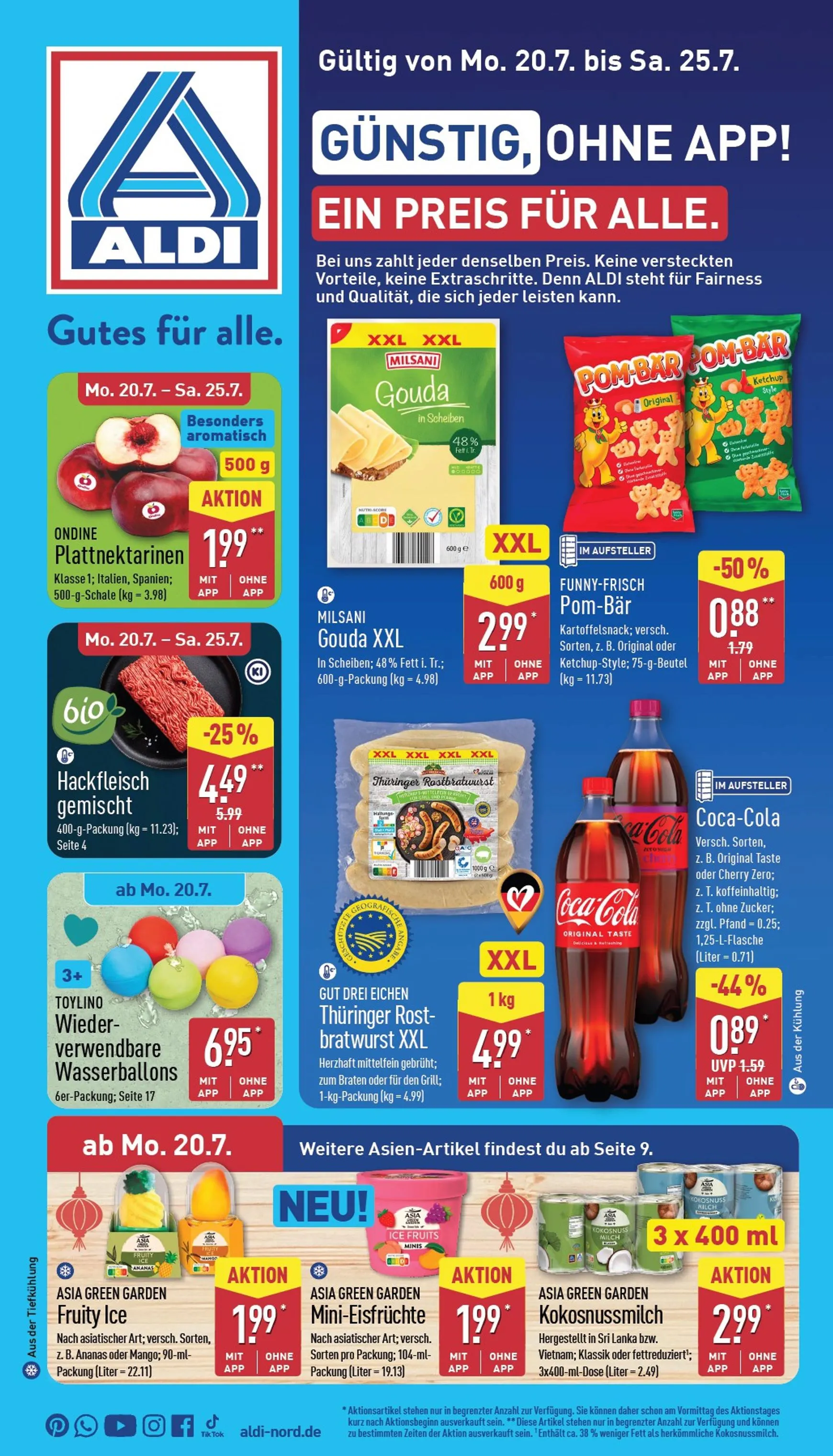 ALDI NORD Prospekt nächste Woche – von Montag 20.07.2026 bis Samstag 25.07.2026 von 20. Juli bis 25. Juli 2026 - Prospekt seite 1