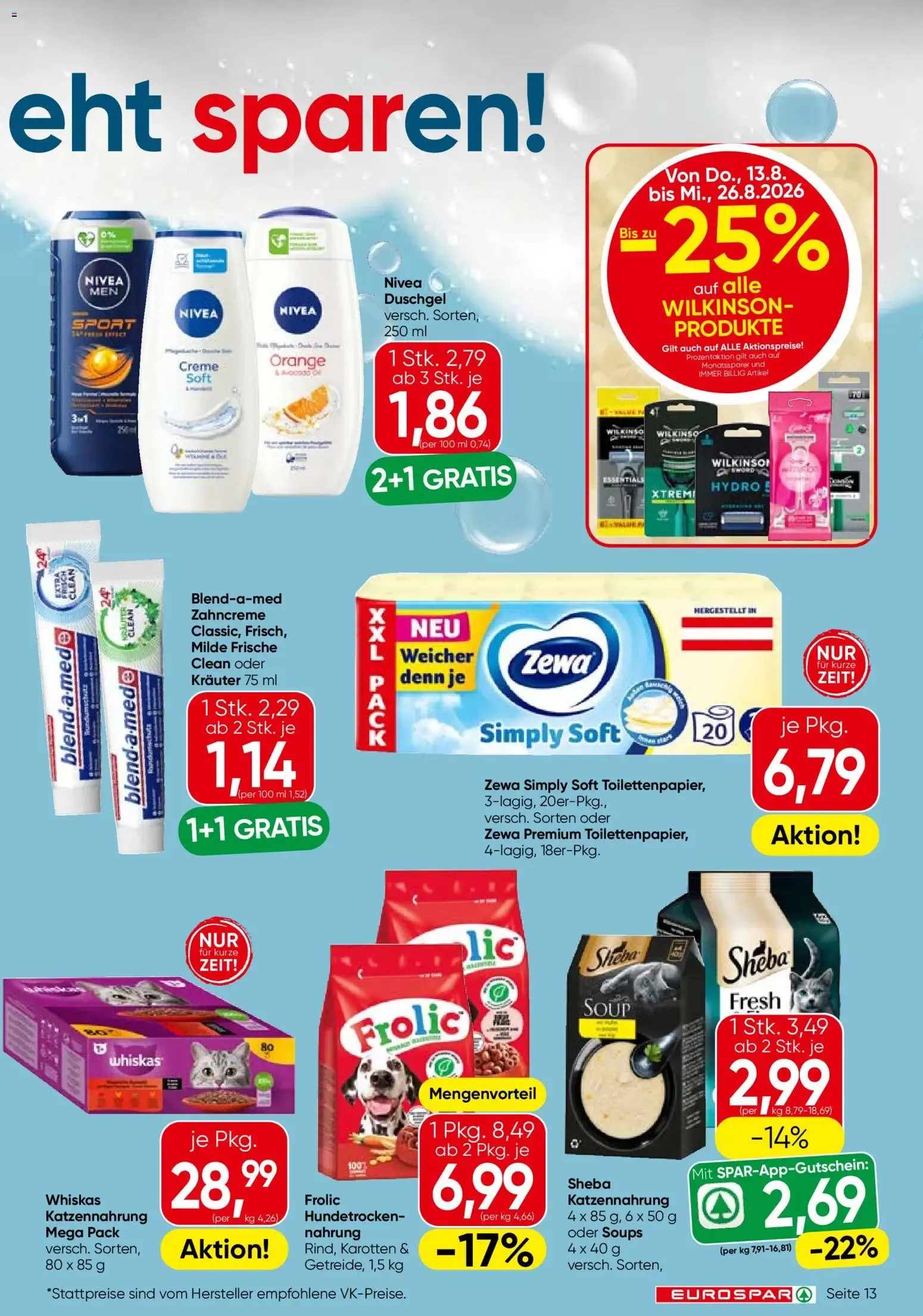 Eurospar Flugblatt von 13.08.2026 - Aktuelle Angebote von 13. August bis 26. August 2026 - Flugblätt seite  12