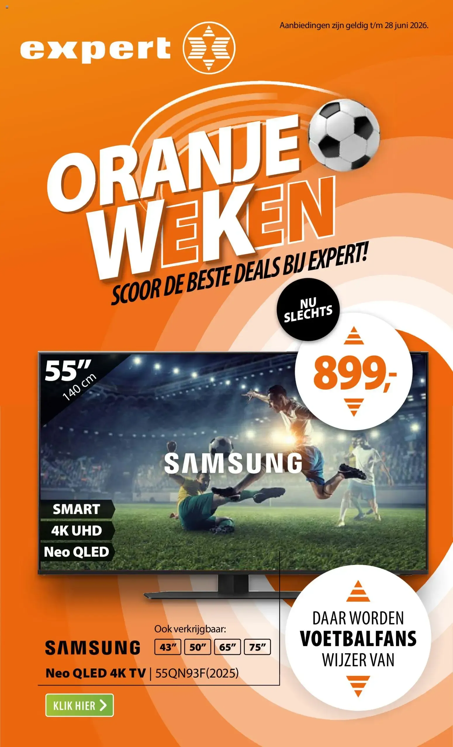 Expert Oranje Weken van 22 juni tot 28 juni 2026 - Folder pagina 1
