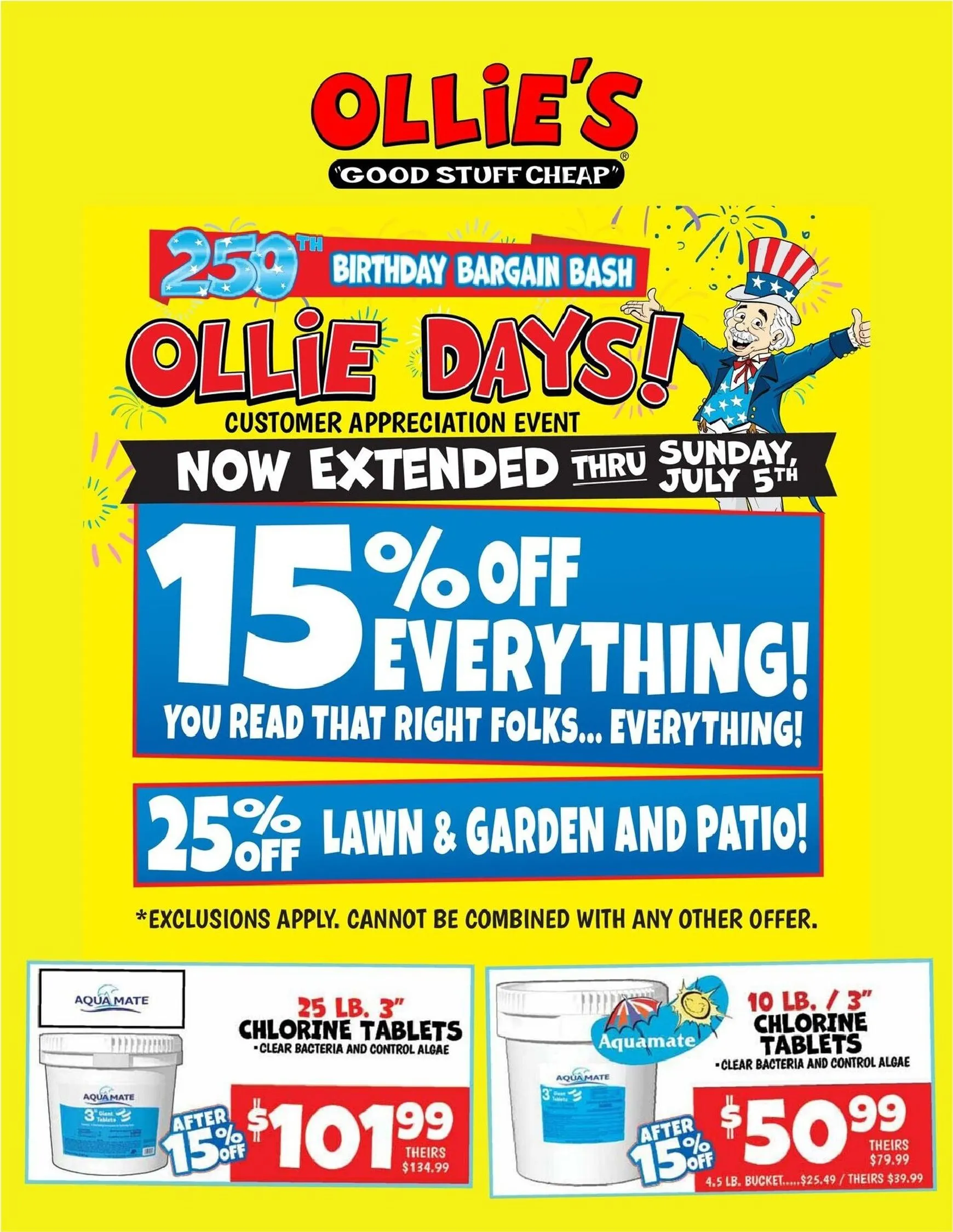 Weekly ad Ollie's: 250th Birthday Bargain Bash - Ollie Days! from July 1 to July 5 2026 - Page 1