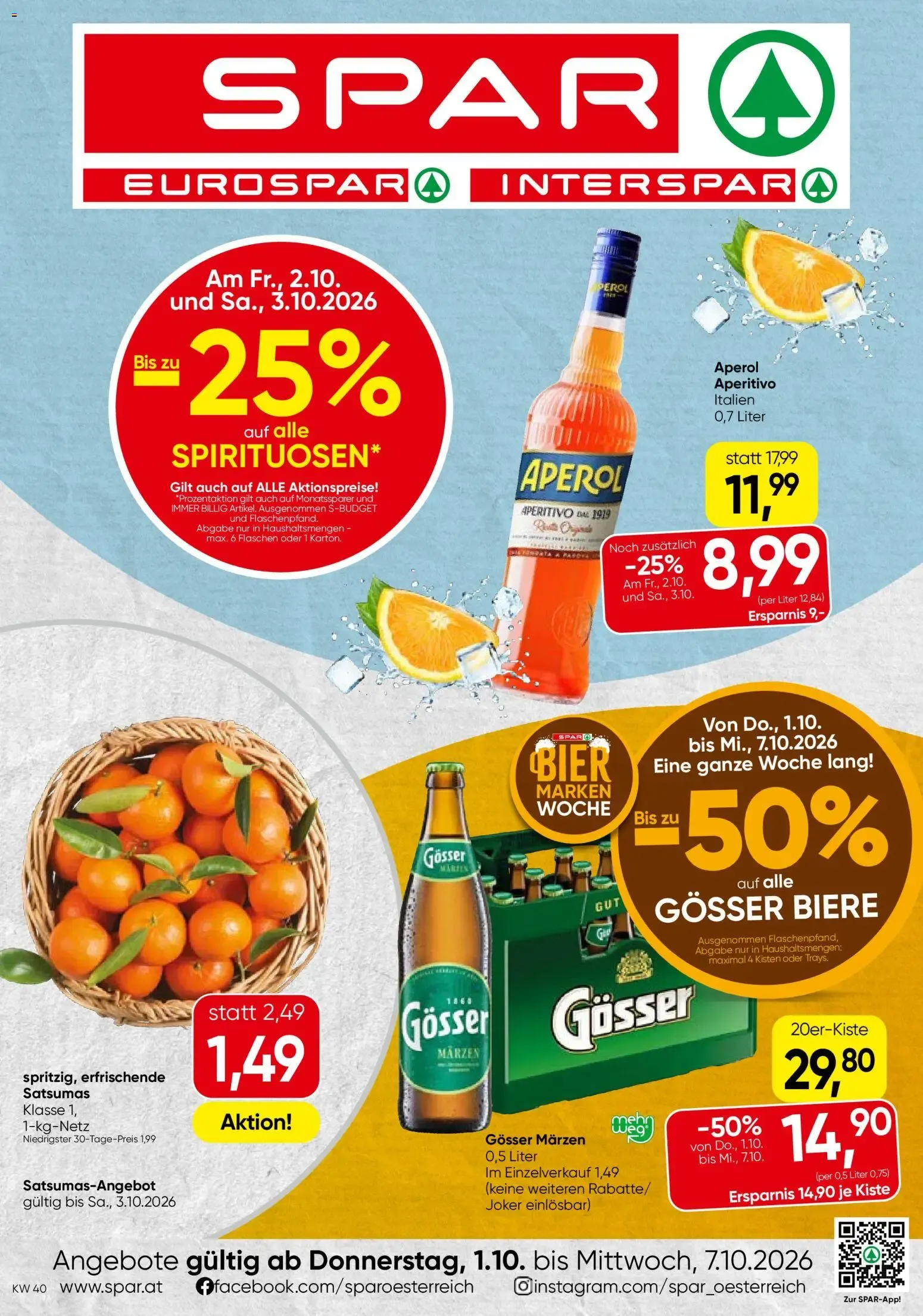 Spar Broschüre (01.10.2026) - Angebote und Prospekt von 1. Oktober bis 7. Oktober 2026 - Flugblätt seite  1
