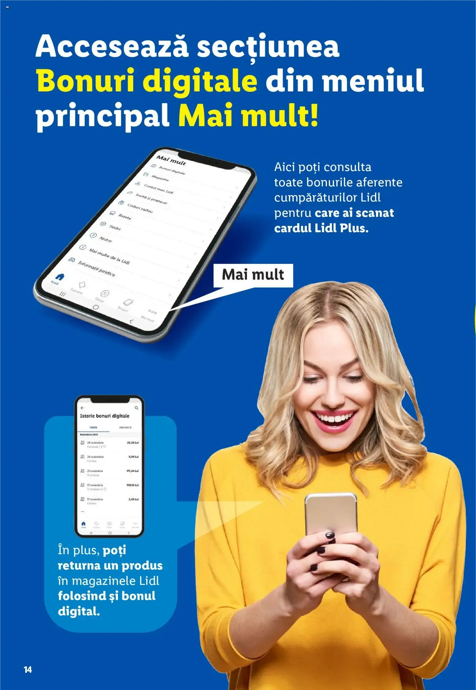 Catalog Economisește mai mult cu Lidl Plus - Descarcă aplicația Lidl Plus de la 5 mai până la 5 mai 2035 - Revista Pagina 14