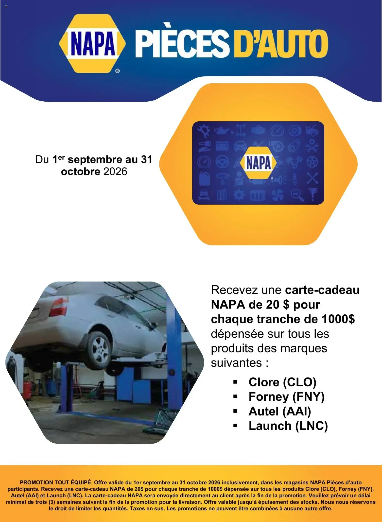 NAPA Auto Parts circulaire - TOUT ÉQUIPÉ septembre-octobre 2026 from Sep 1, 2026 > weekly specials & deals from September 1 to October 31 2026 - flyer page 2