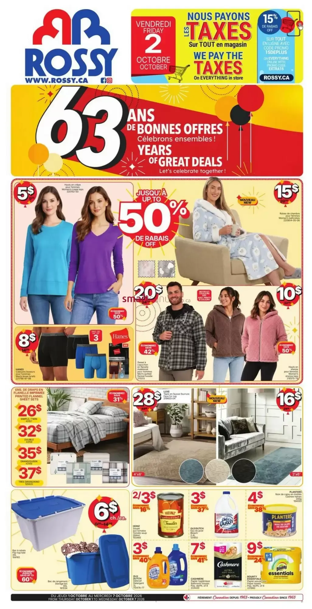 Rossy: 63 Years of Great Deals / We Pay The Taxes from October 1 to October 7 2026 - flyer page 1