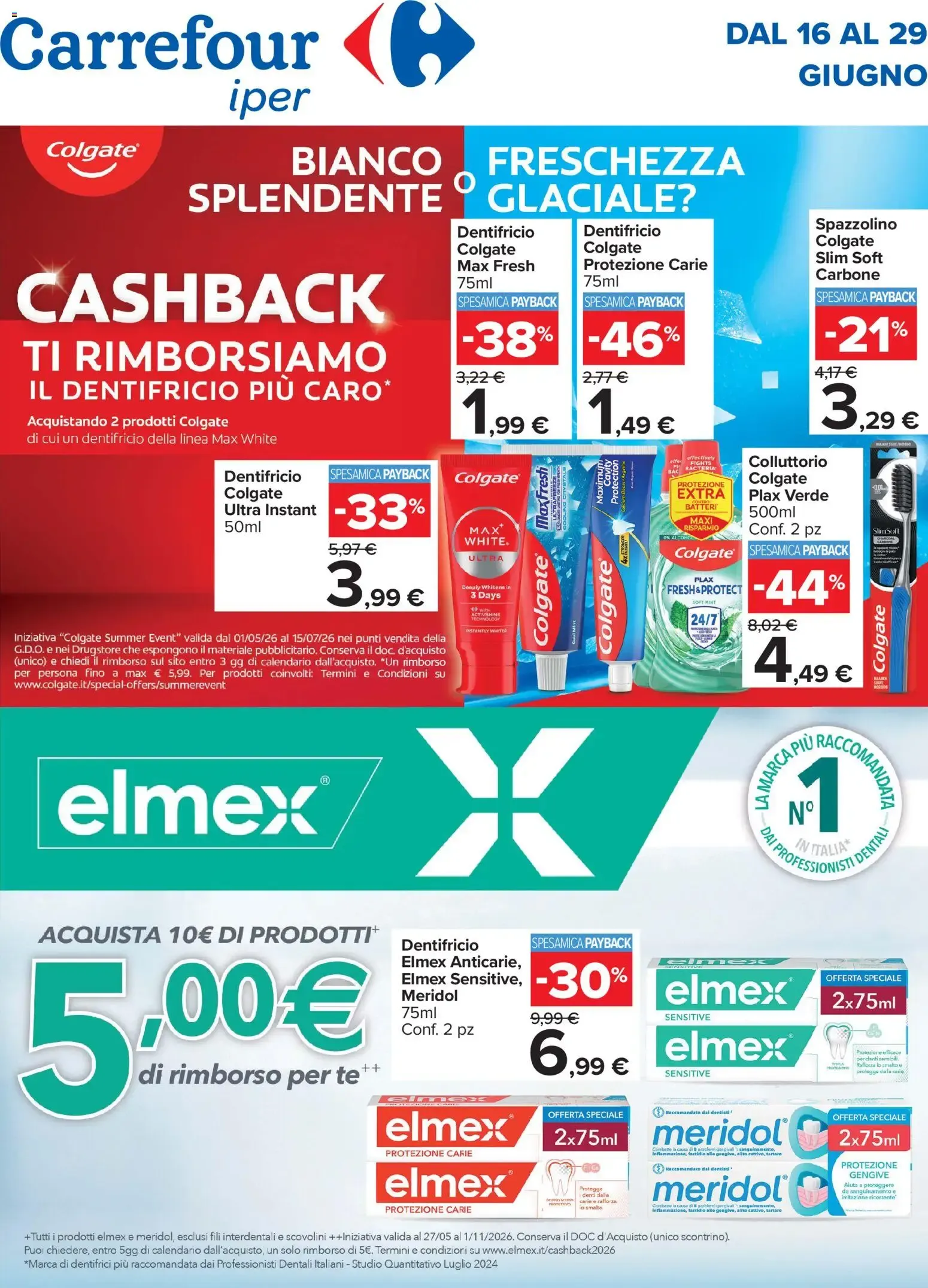 Carrefour Iper: Ofertas y Cashback en productos Colgate, Elmex y Meridol