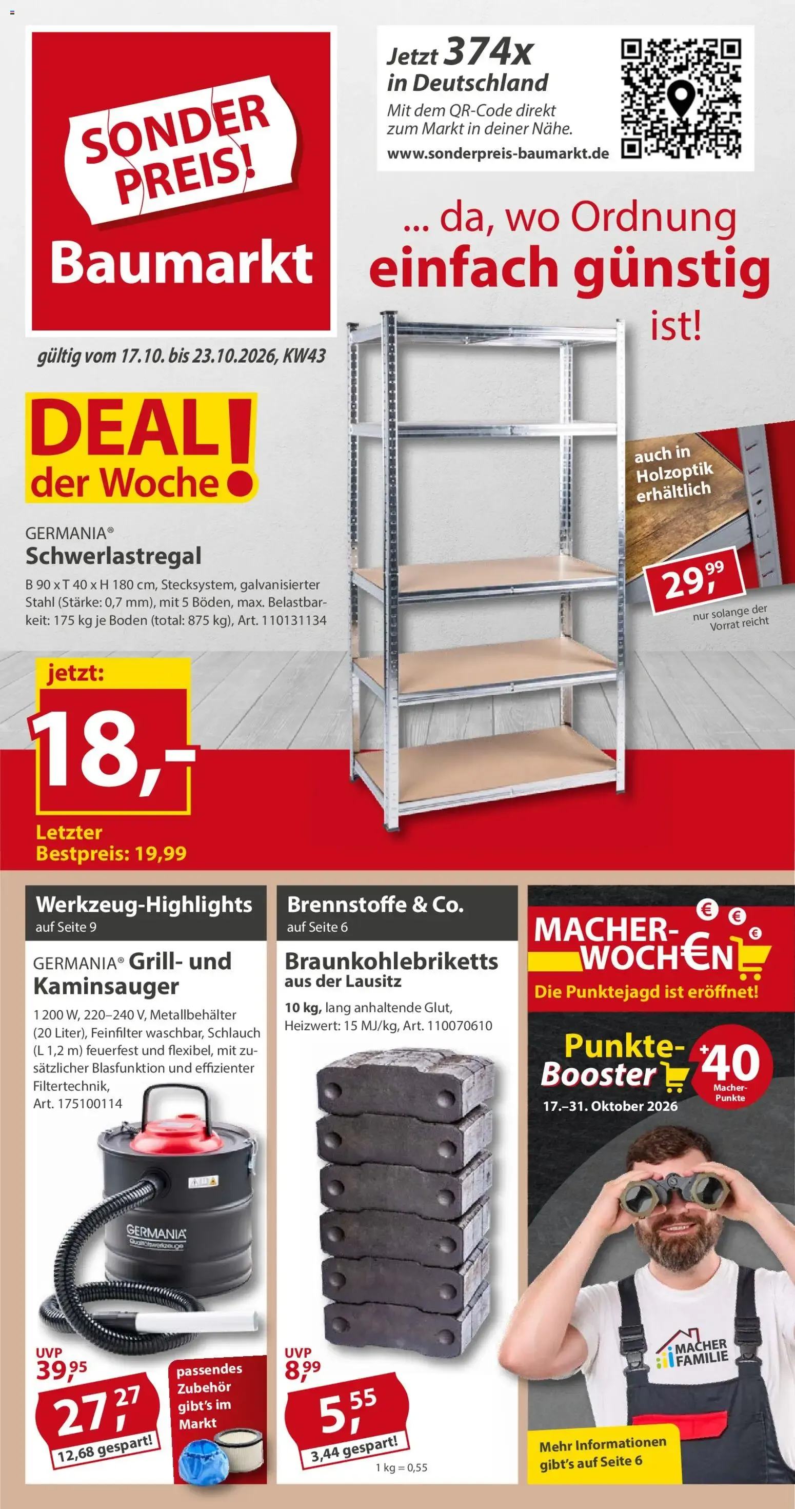 Sonderpreis Baumarkt Prospekt (ab 17.10.2026) zum Blättern von 17. Oktober bis 23. Oktober 2026 - Prospekt seite 1