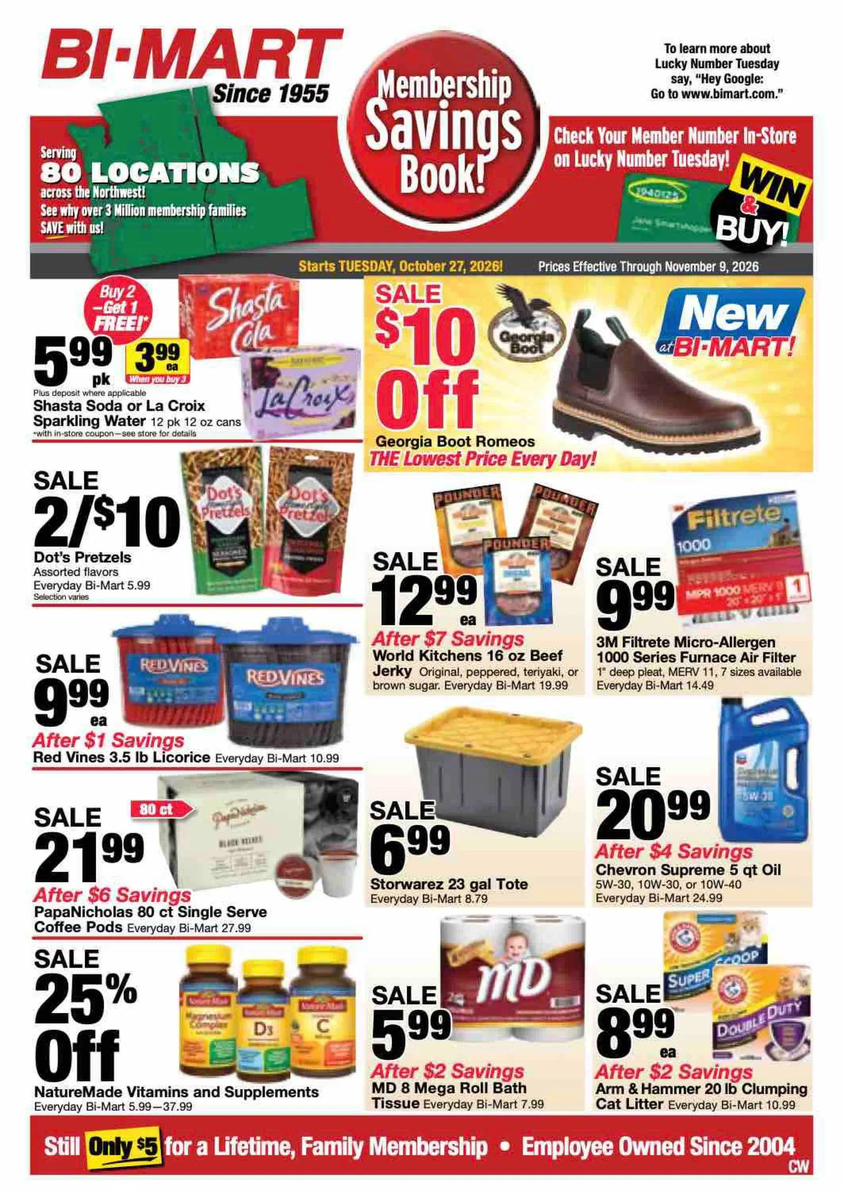 Current Bi-Mart leaflet valid from Tuesday 10/27/2026 to Monday 11/09/2026