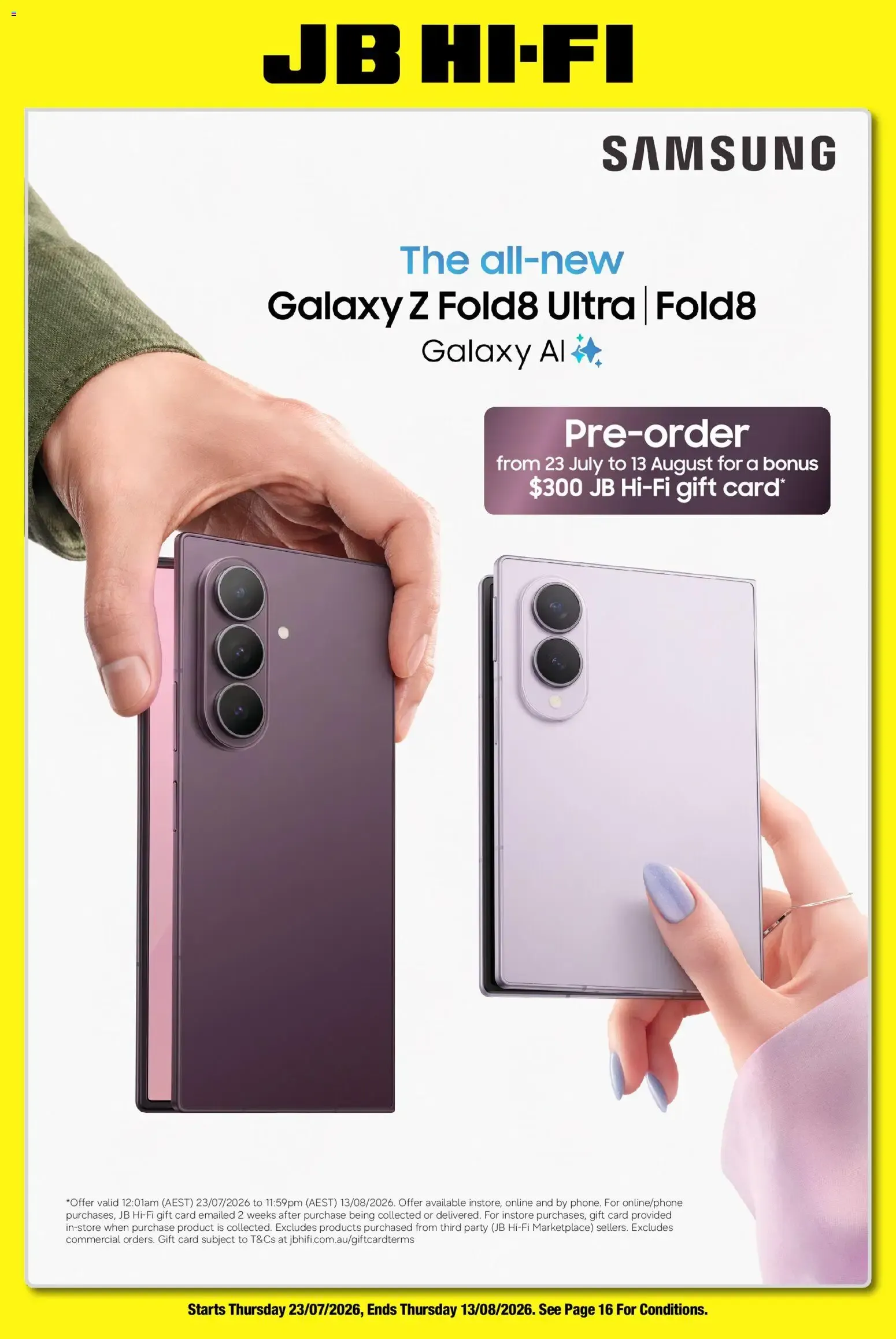 JB Hi-Fi Samsung Galaxy Z Fold8 Ultra | Fold8 Pre-order - Catalogue valid from 23 July to 13 August 2026 - page 1