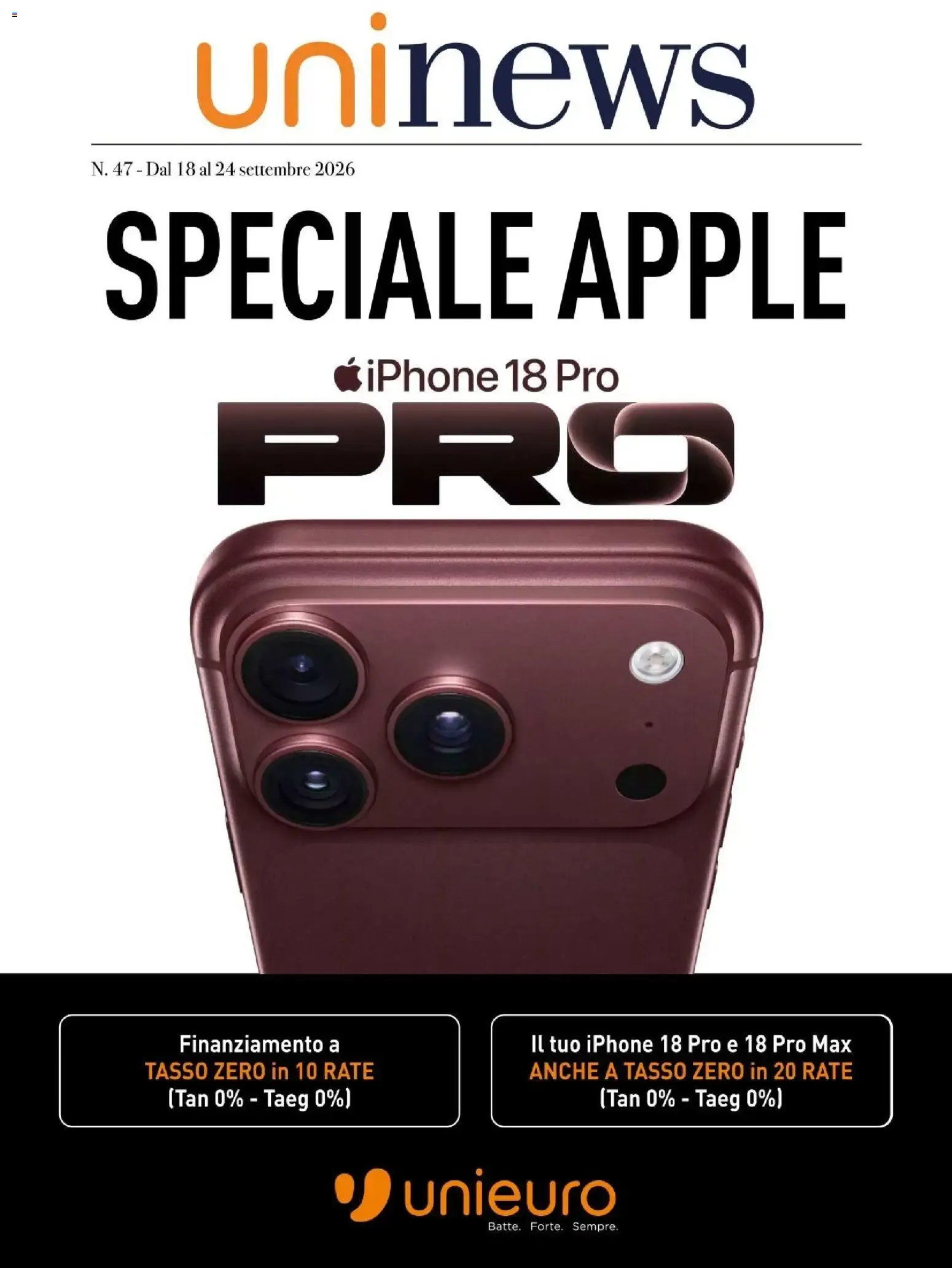 Nuovo Unieuro volantino Apple dal 18/09/2026 > offerte anteprima 🛍️ da 18 settembre a 24 settembre di 2026 - Pagina del volantino 1