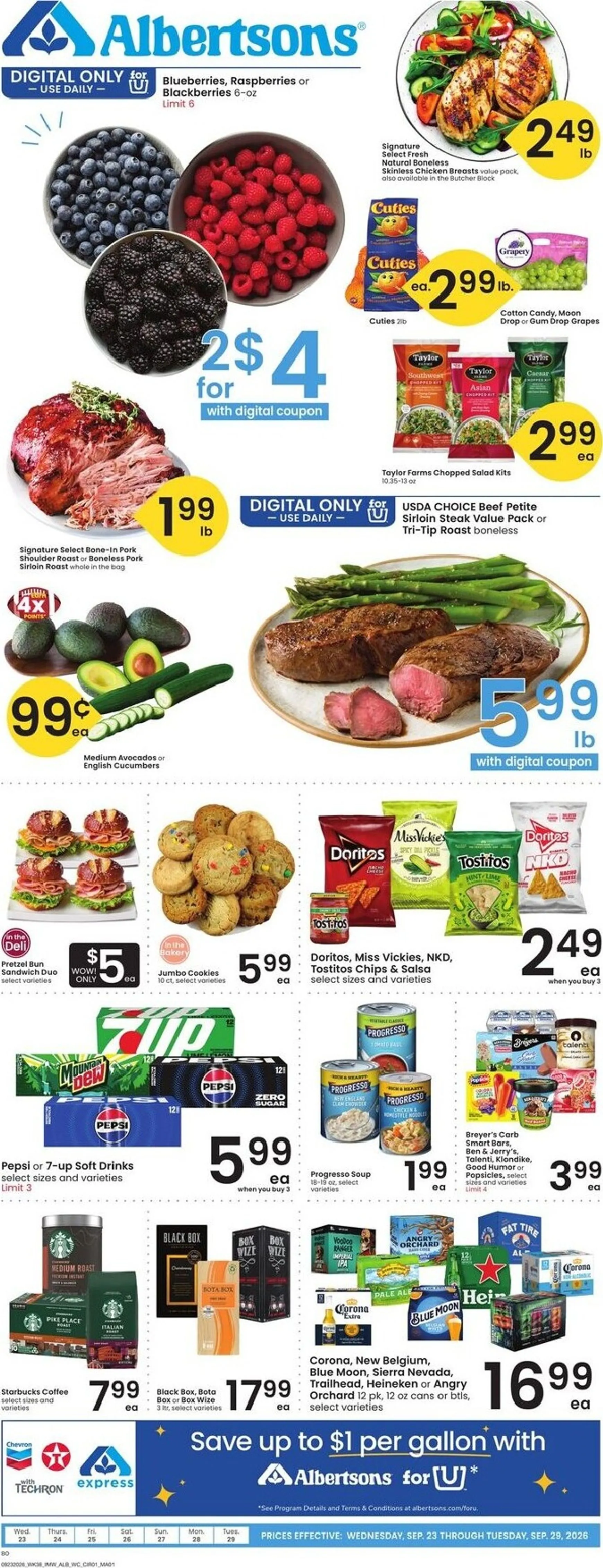 Weekly ad Current Albertsons leaflet valid from Wednesday 09/23/2026 to Tuesday 09/29/2026 from September 23 to September 29 2026 - Page 1