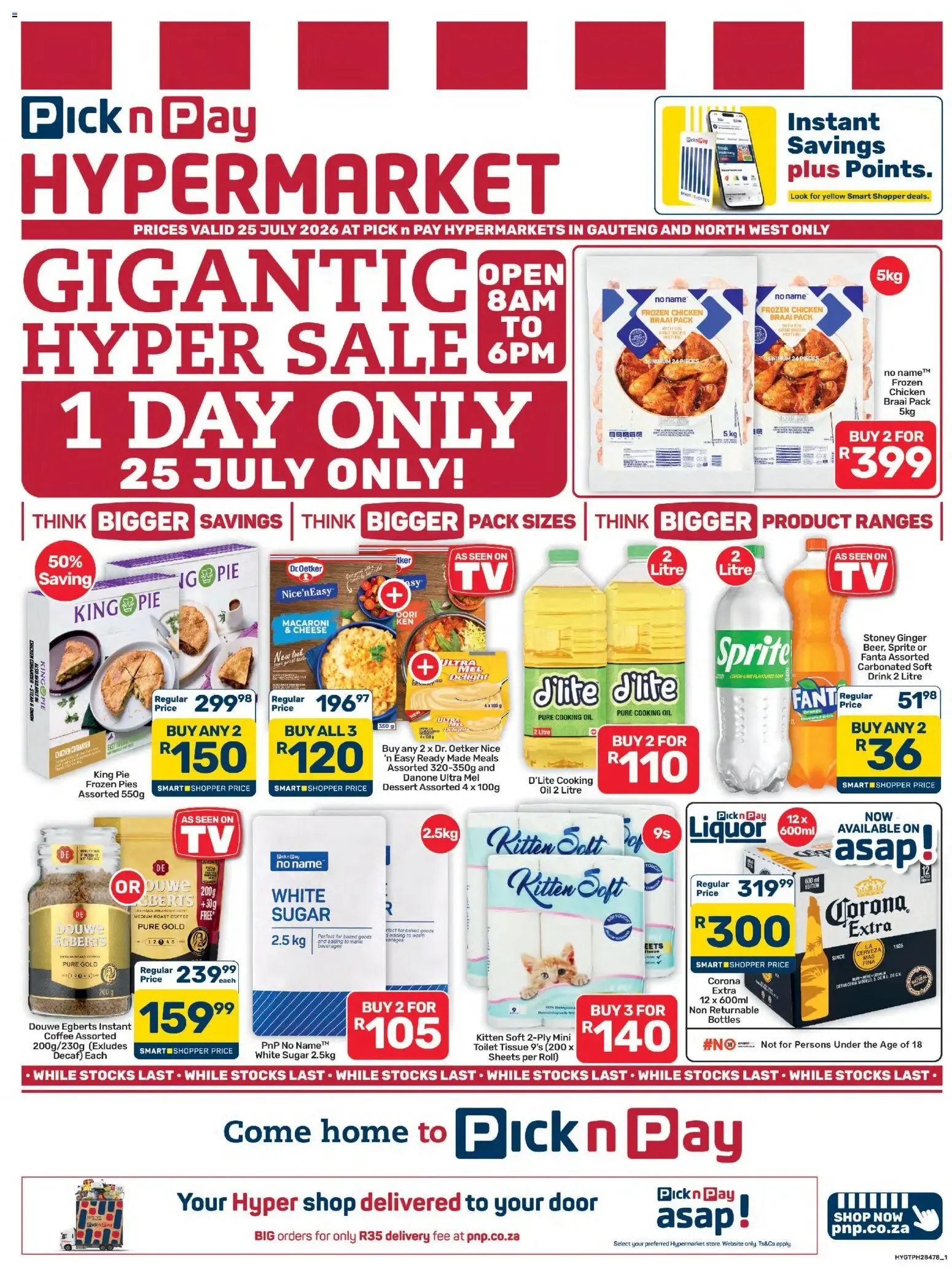 Pick n Pay Inland Provinces - Hypermarket Gigantic Sale Specials (25/07/2026 - 25/07/2026) Online