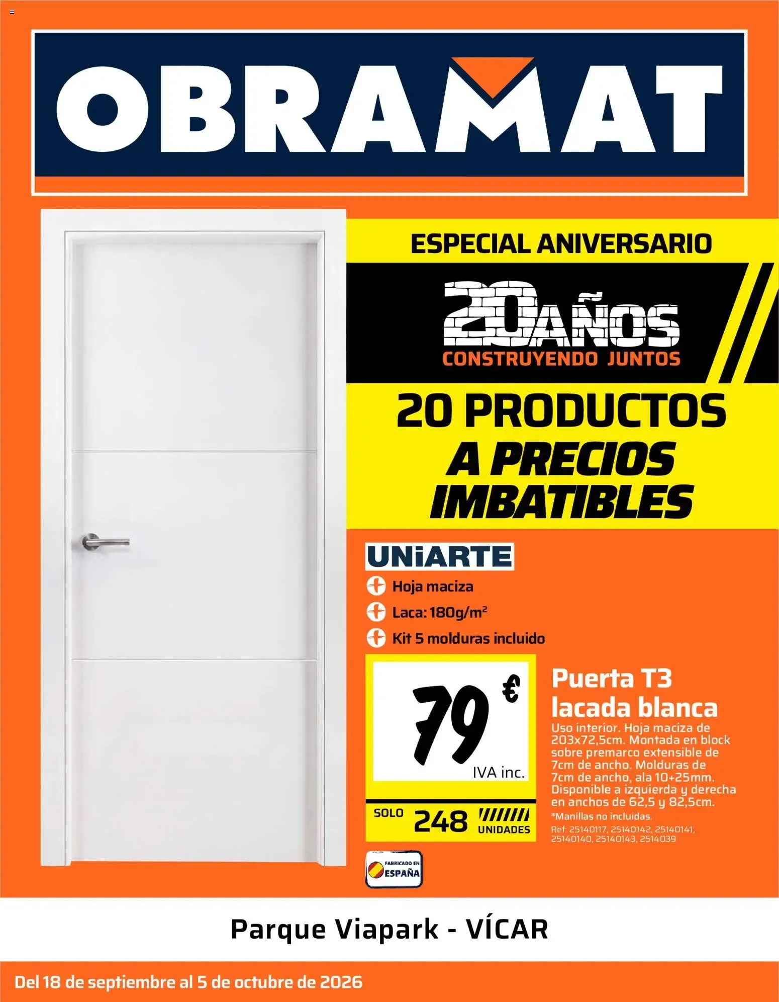 Catálogo de Obramat - Especial Aniversario: 20 Productos a Precios Imbatibles 18 de septiembre al 5 de octubre 2026 - Página 1