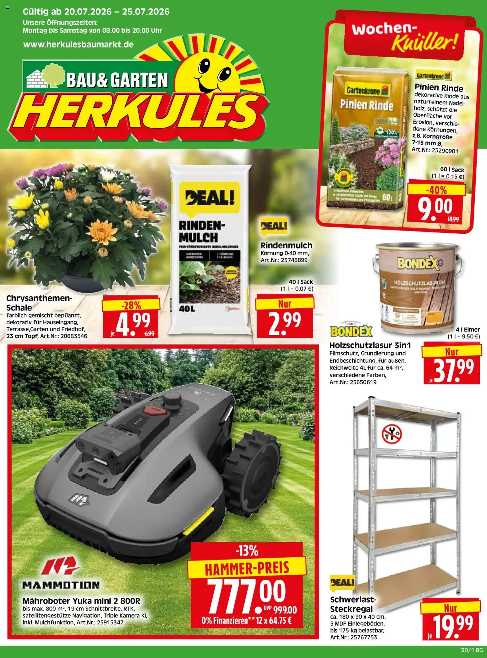 HERKULES Bau & Garten (ab 20.07.2026) zum Blättern von 20. Juli bis 25. Juli 2026 - Prospekt seite 1