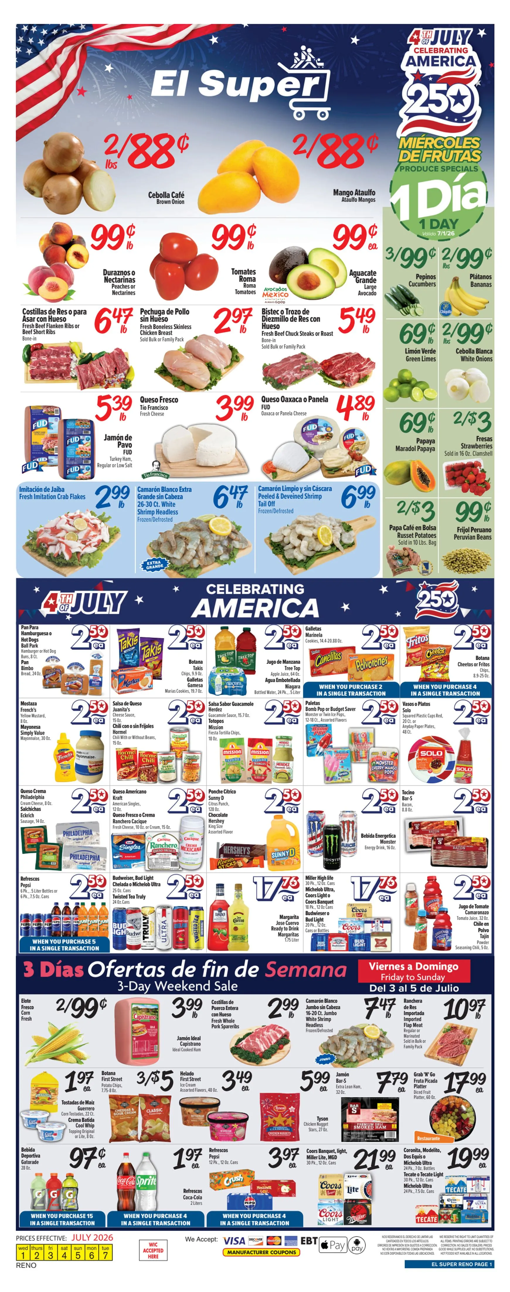 Weekly ad Current El Super - Reno leaflet valid from Wednesday 07/01/2026 to Tuesday 07/07/2026 from July 1 to July 7 2026 - Page 1