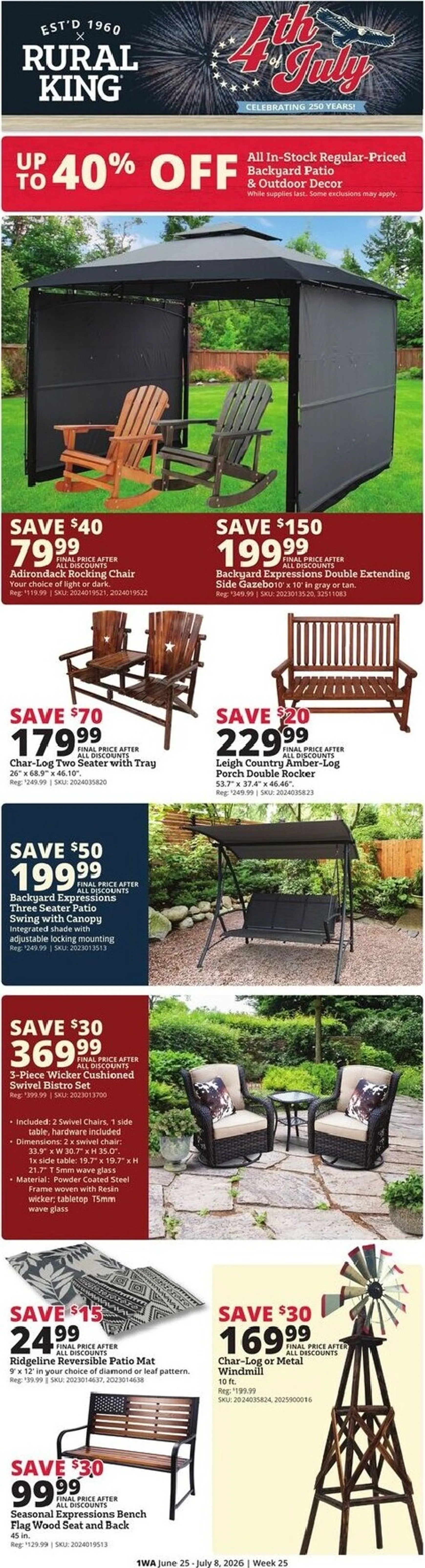 Current Rural King leaflet valid from Thursday 06/25/2026 to Wednesday 07/08/2026
