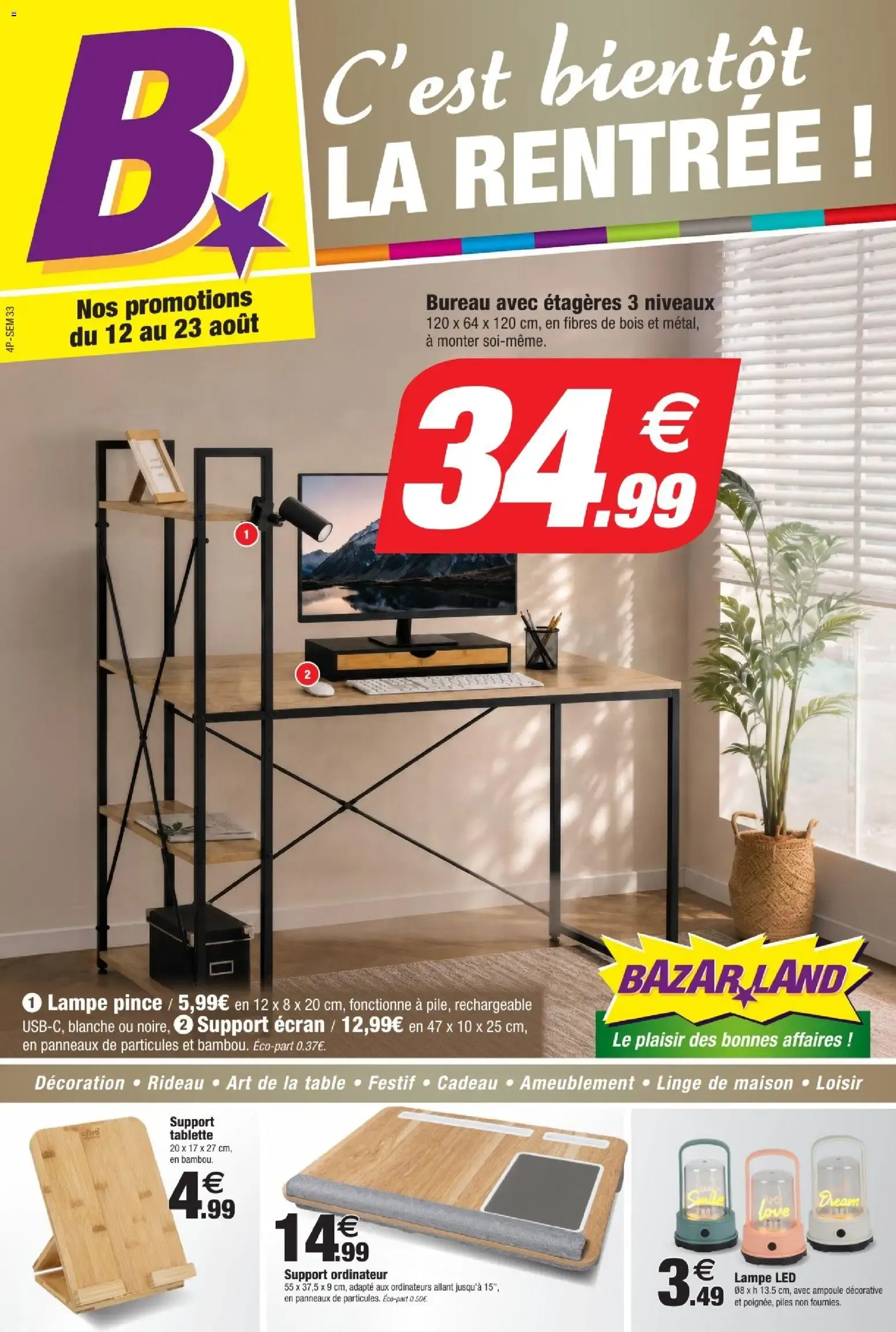 BazarLand - C'est bientôt la rentrée à partir du 12/08/2026 - promo en ligne du 12 août au 23 août 2026 - Catalogue page 1
