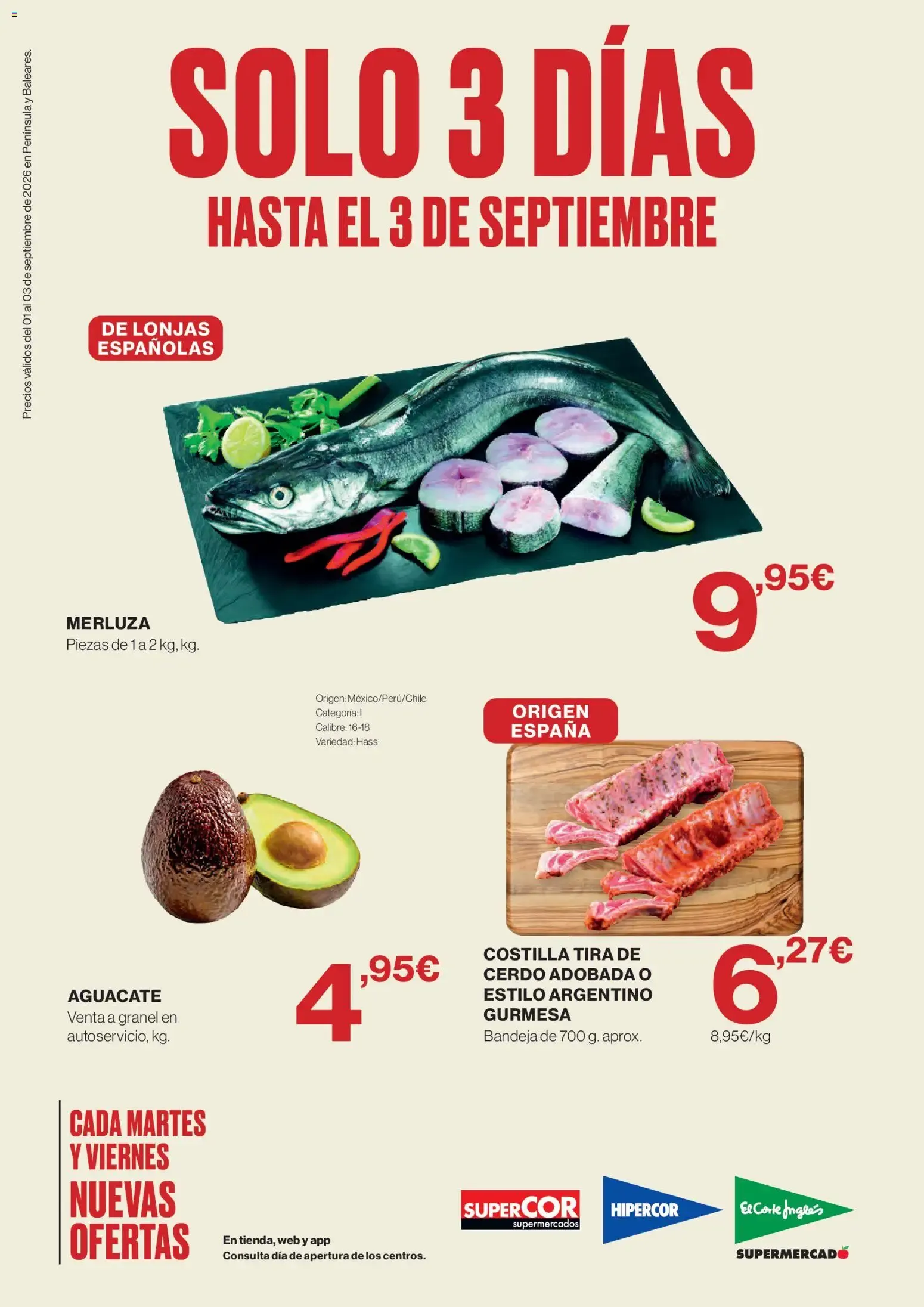 Catálogo de Hipercor Solo 3 días del 01/09/2026 | folleto 1 de septiembre al 3 de septiembre 2026 - Página 1