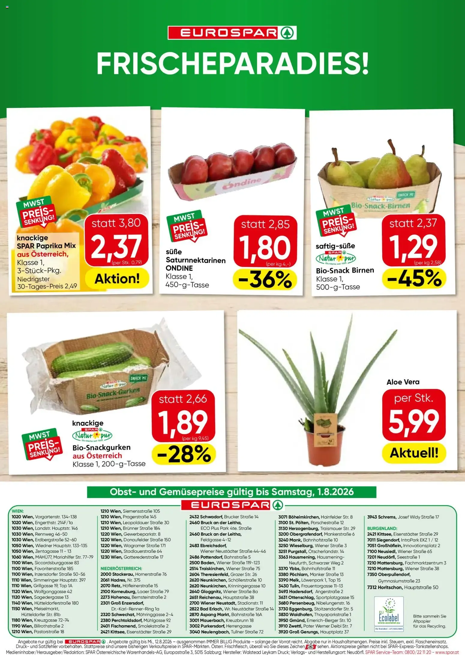Eurospar Flugblatt von 30.07.2026 - Aktuelle Angebote von 30. Juli bis 12. August 2026 - Flugblätt seite 16